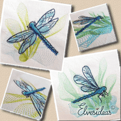 Dragonfly Set - Rippled Stitch machine embroidery