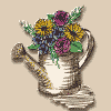 Watering can with spring flowers