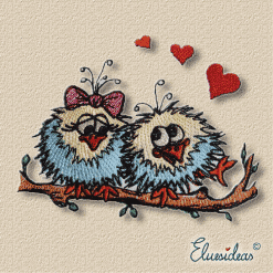 doodle birds in love machine embroidery