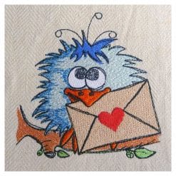 doodle bird love letter machine embroidery