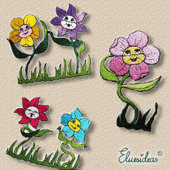 Happy flowers machine embroidery
