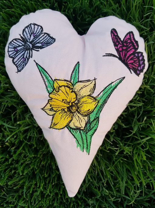 Daffodils machine embroidery