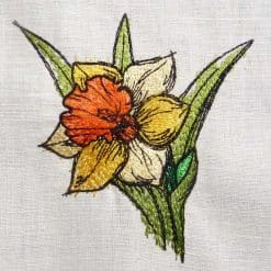 Daffodils machine embroidery