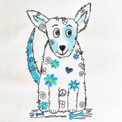 Embroidery design Hippy dog votes for peace