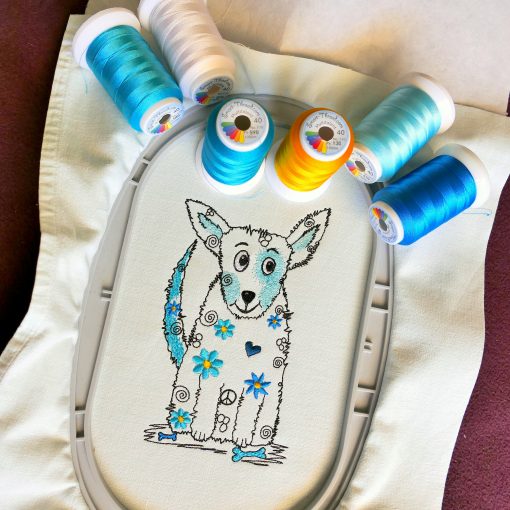 Embroidery design Hippy dog votes for peace - Image 7