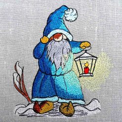 dwarf lights up his lantern Machine embroidery